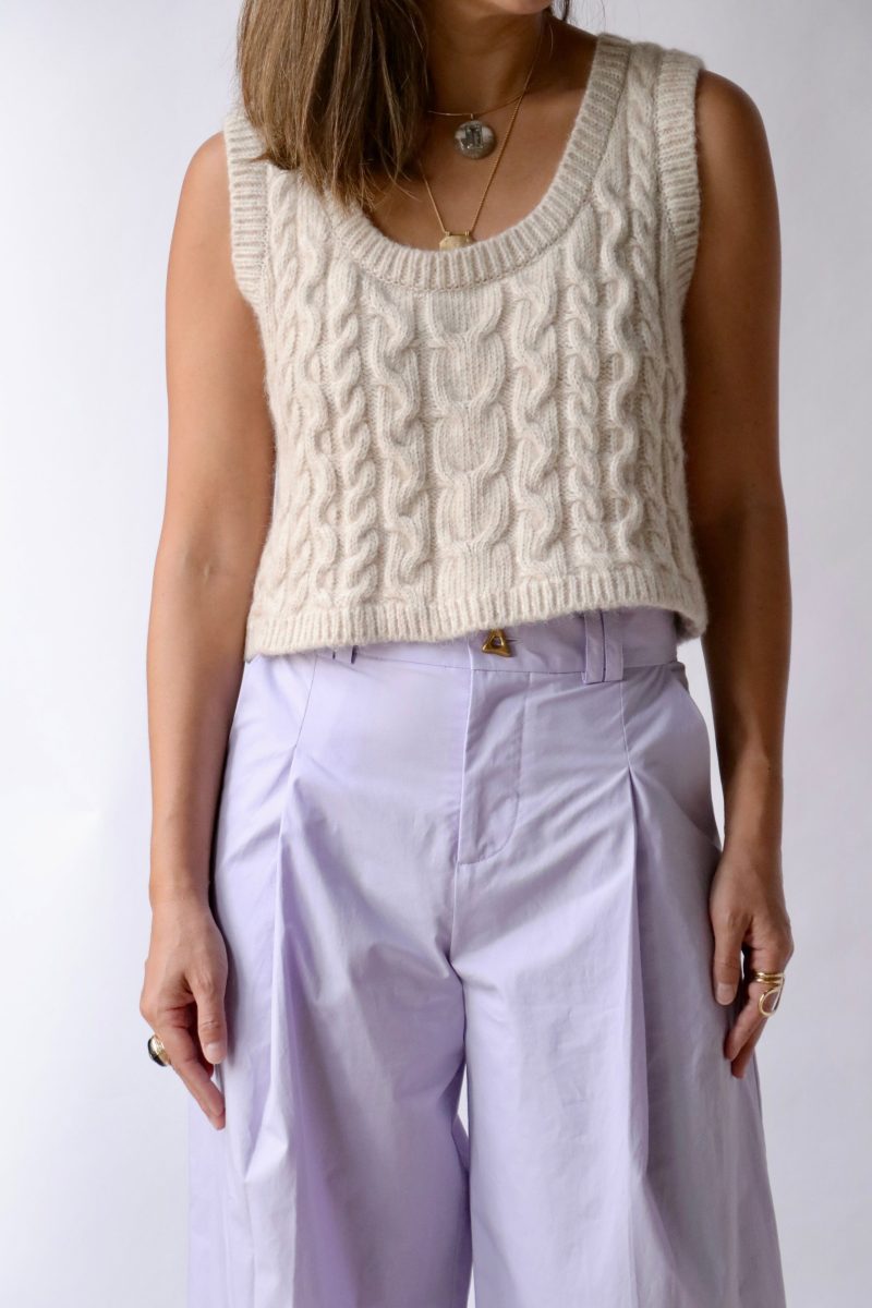 aeron chancery knitted cropped vest in ivory tops blouses aeron 458178