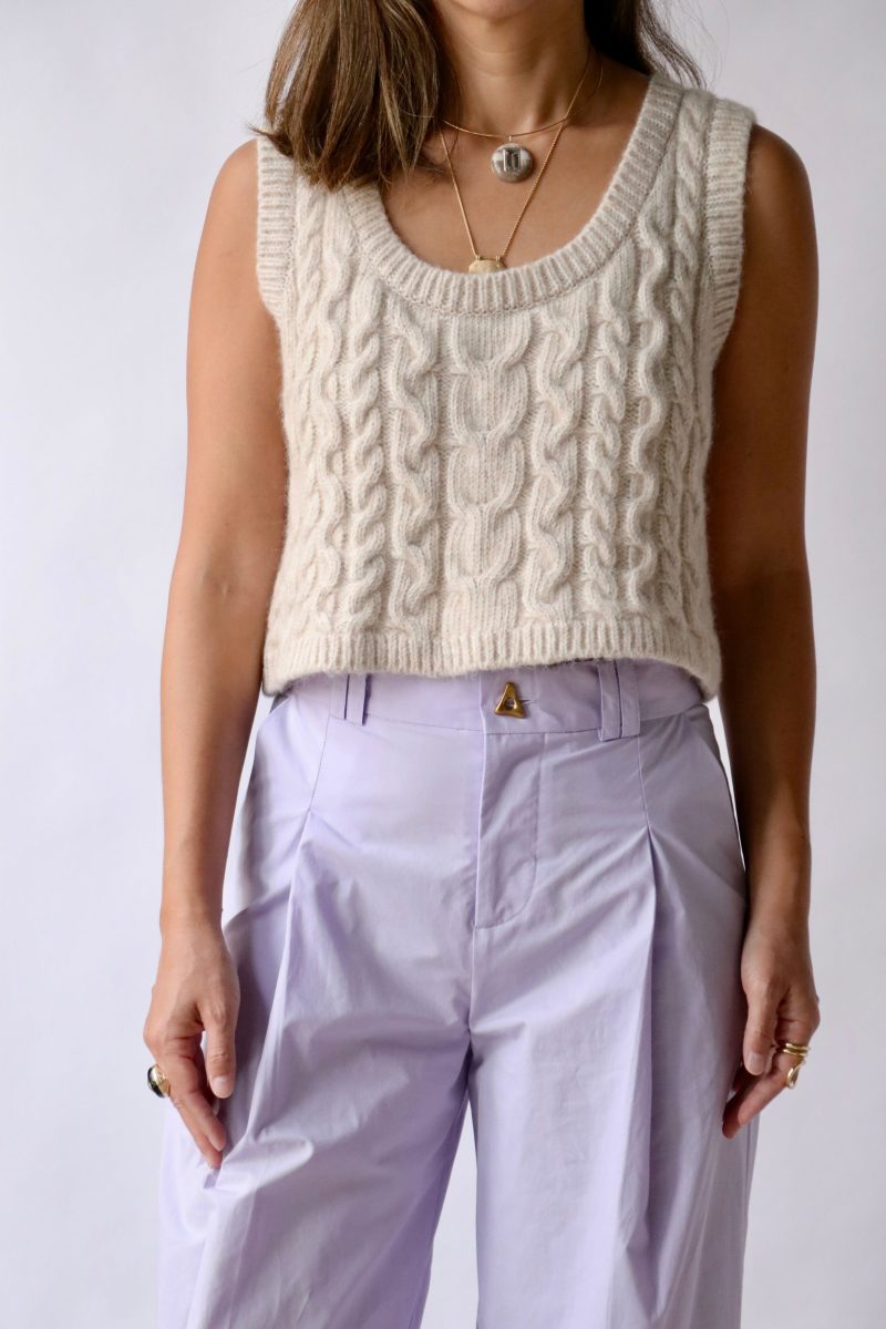 aeron chancery knitted cropped vest in ivory tops blouses aeron 527844