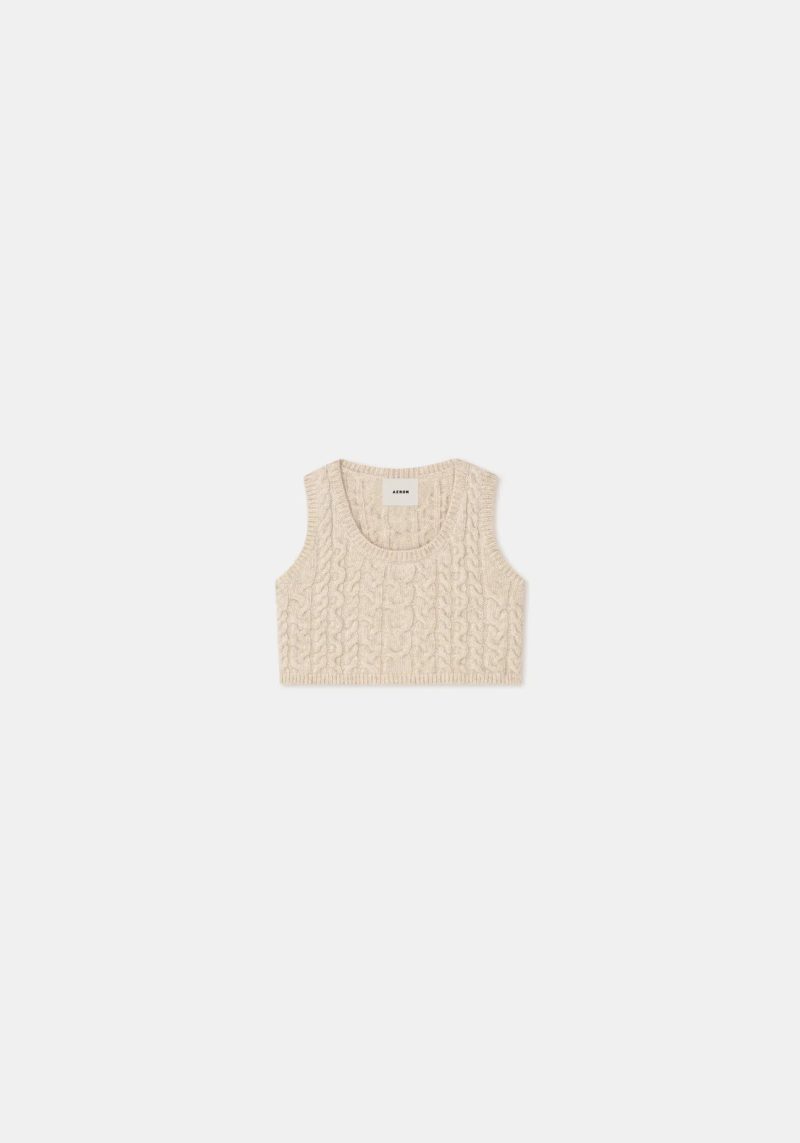 aeron chancery knitted cropped vest in ivory tops blouses aeron 747508