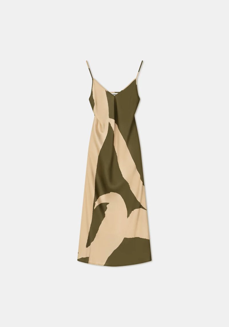 aeron prima printed dress in olive mono dresses aeron 239021