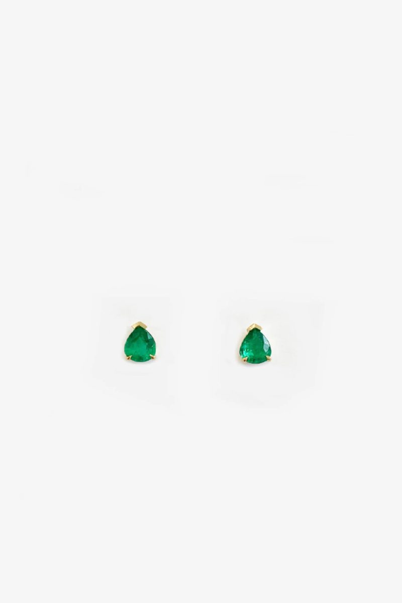 azlee pear emerald studs in prongs jewelry azlee 862183