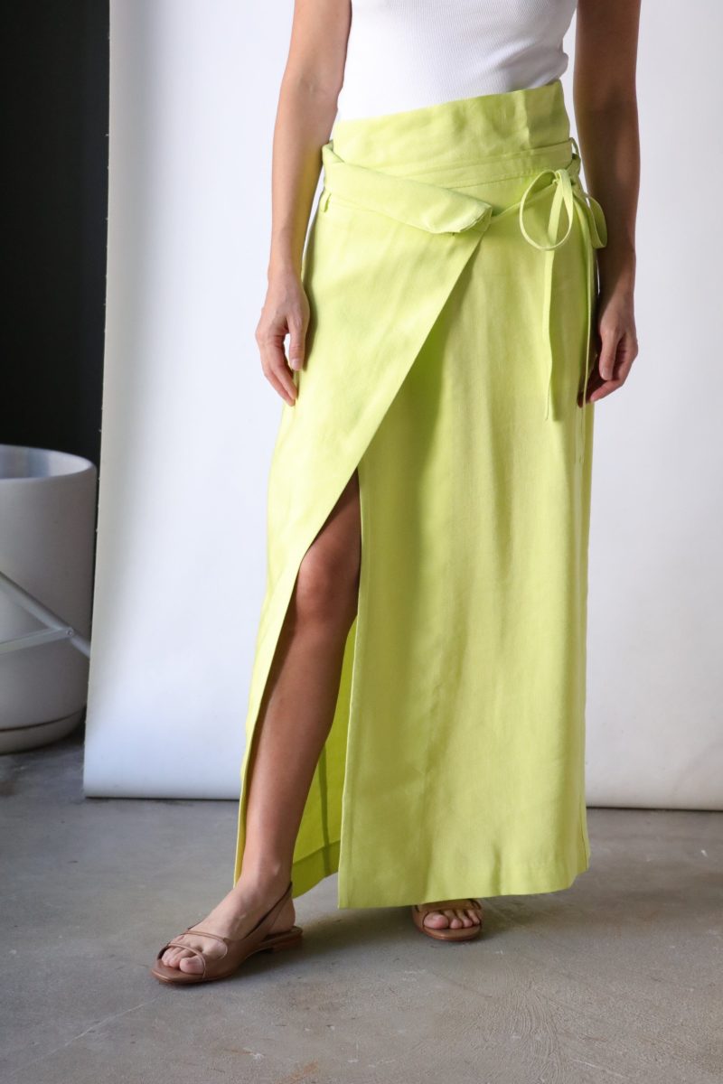 christian wijnants sabieta wrap skirt in lime bottoms christian wijnants 104230