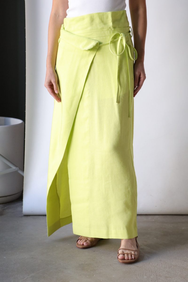 christian wijnants sabieta wrap skirt in lime bottoms christian wijnants 615697