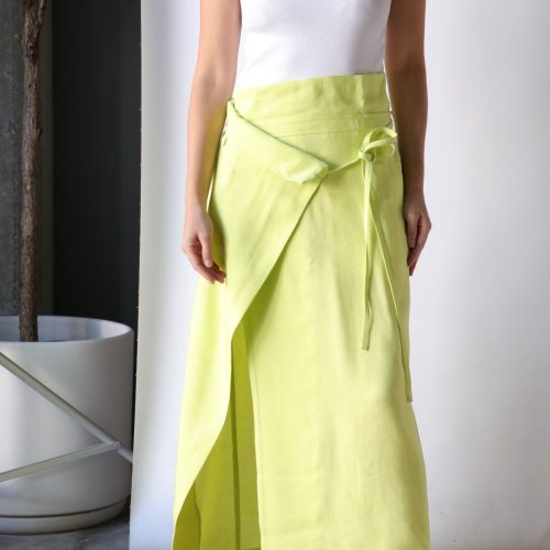 christian wijnants sabieta wrap skirt in lime bottoms christian wijnants 973167