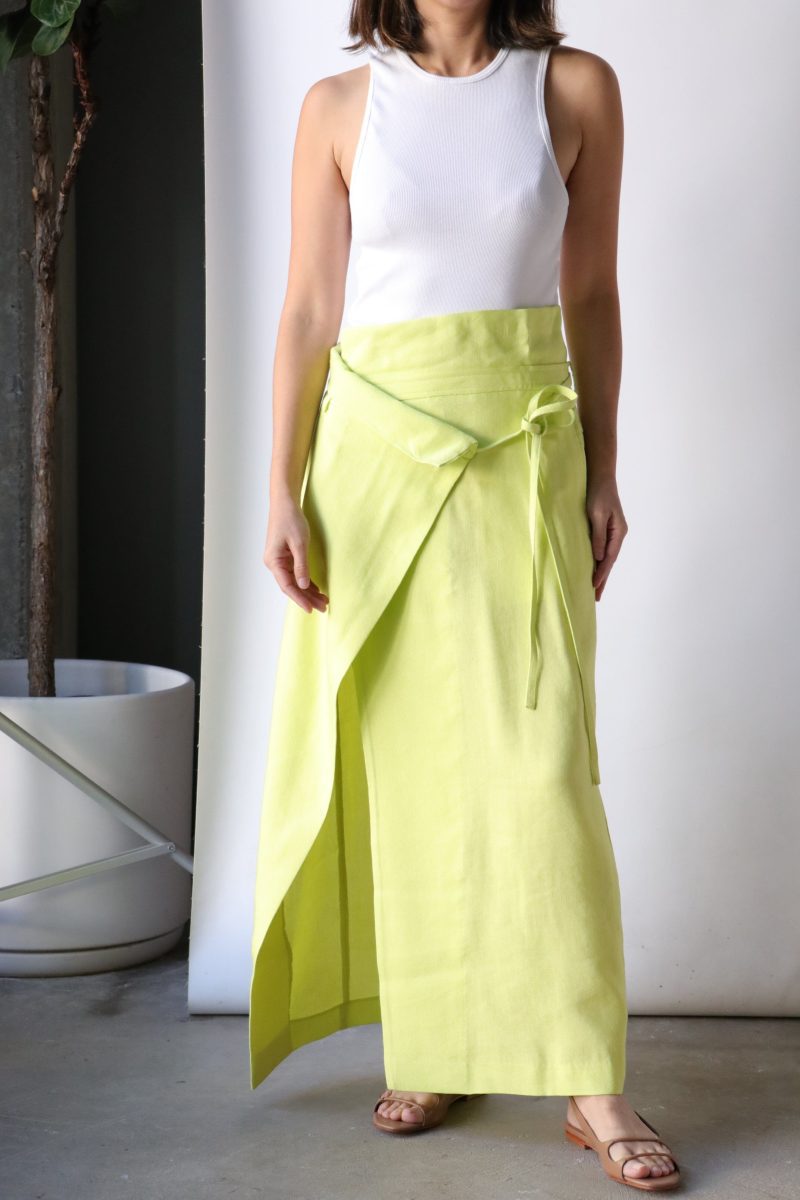 christian wijnants sabieta wrap skirt in lime bottoms christian wijnants 973167