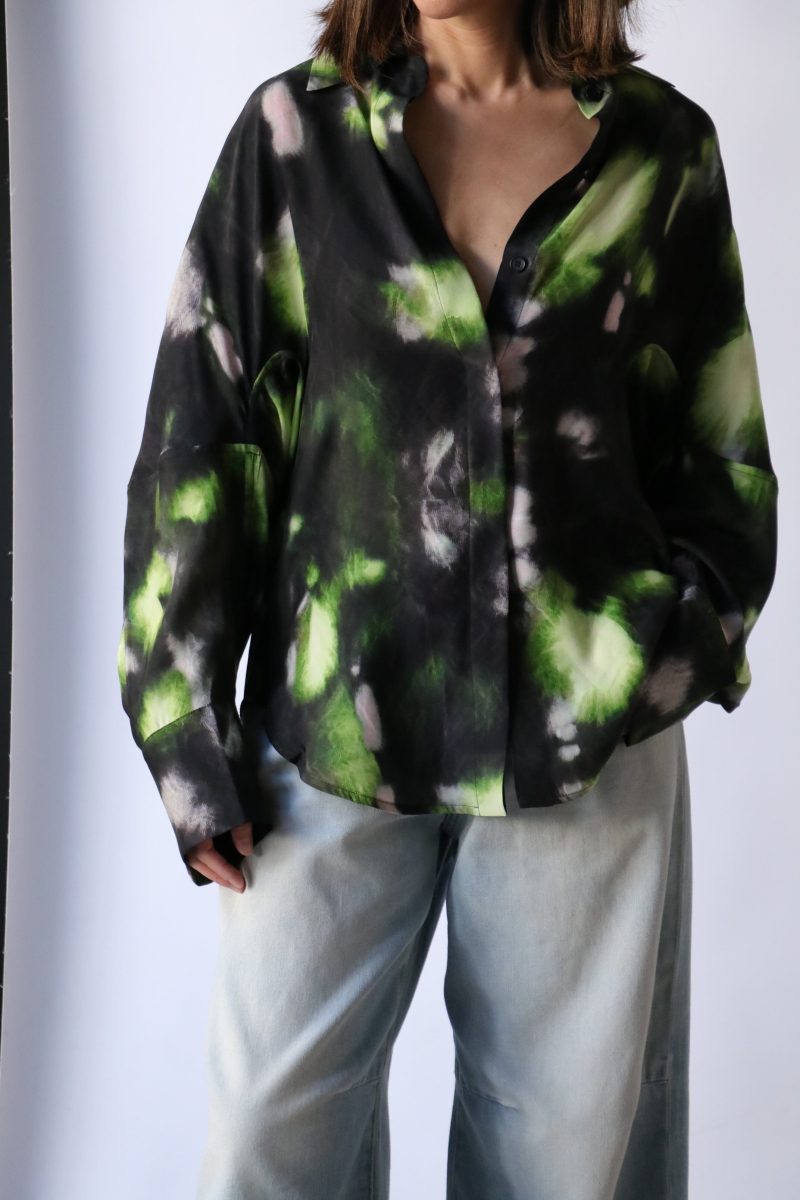 christian wijnants toriano oversized shirt in black lime pigments tops blouses christian wijnants 149984