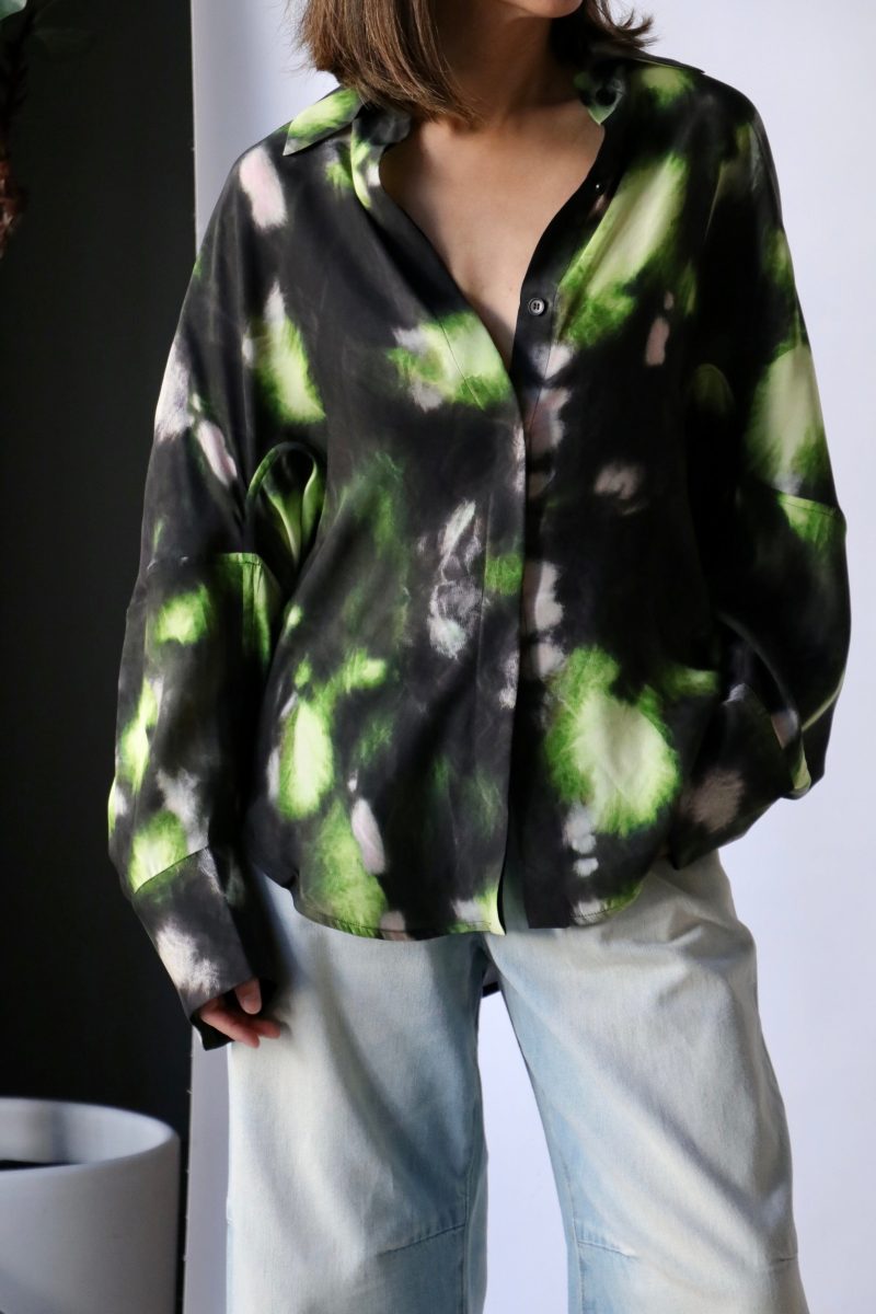 christian wijnants toriano oversized shirt in black lime pigments tops blouses christian wijnants 881446