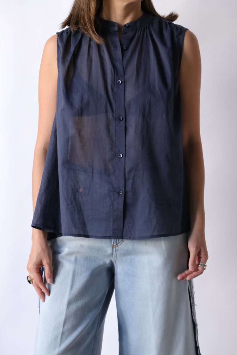 closed cotton voile blouse in space blue tops blouses closed 558230