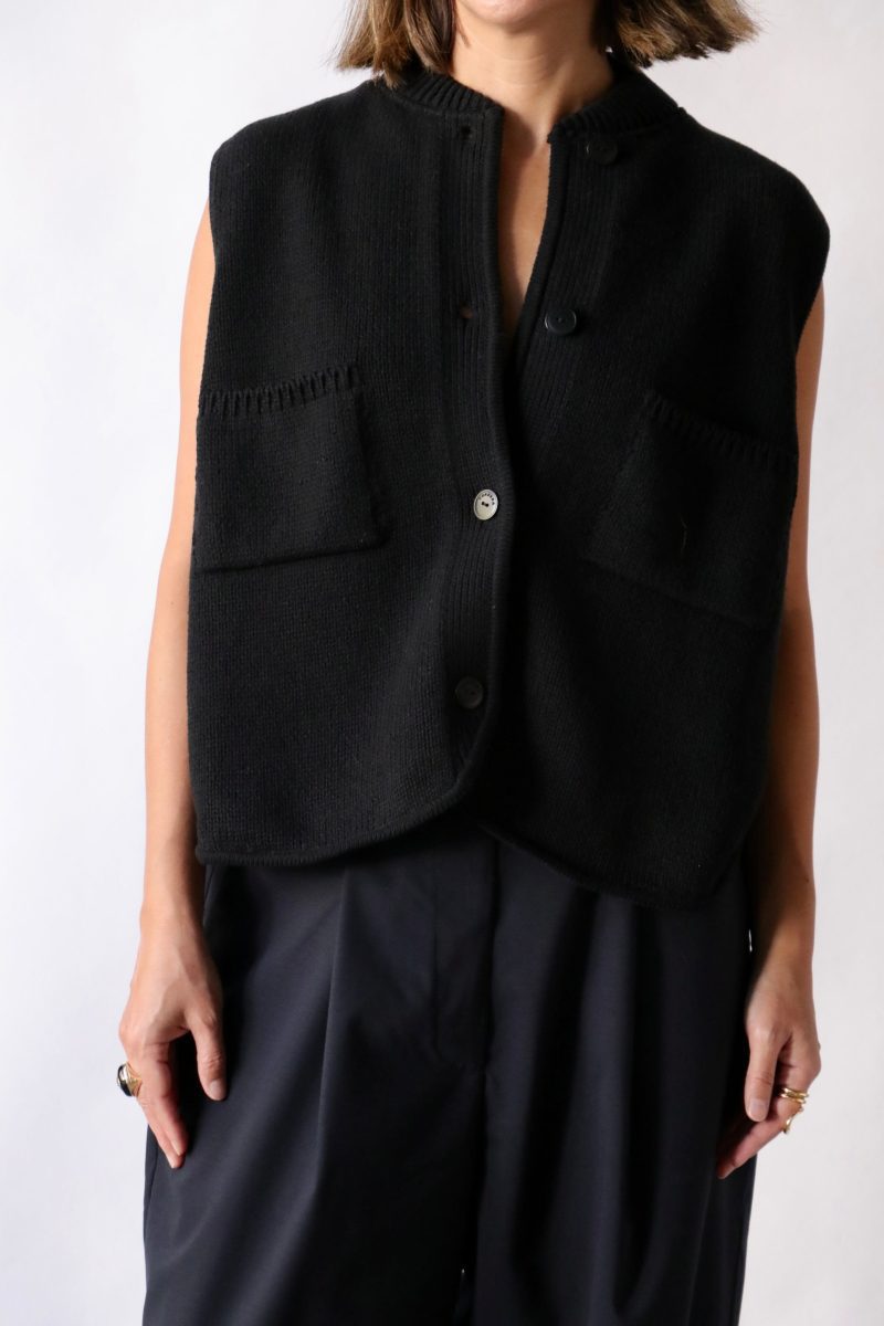 cordera boxy cotton waistcoat in black outerwear cordera 935122