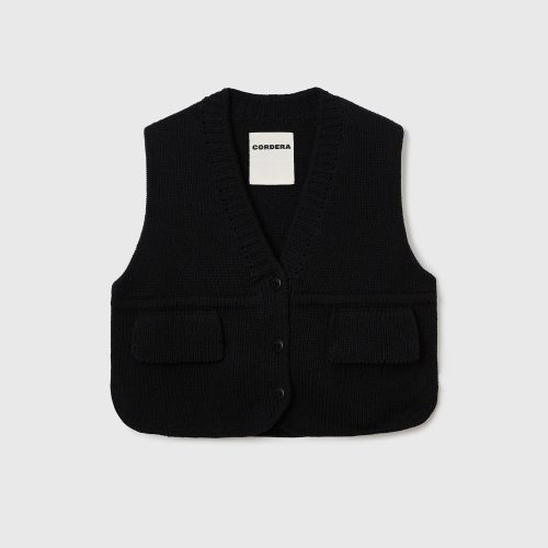 cordera cotton pockets waistcoat in black outerwear cordera 171312