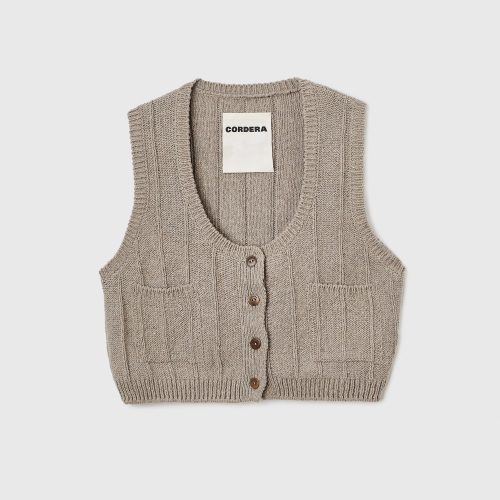 cordera heather cotton waistcoat in taupe tops blouses cordera 103276