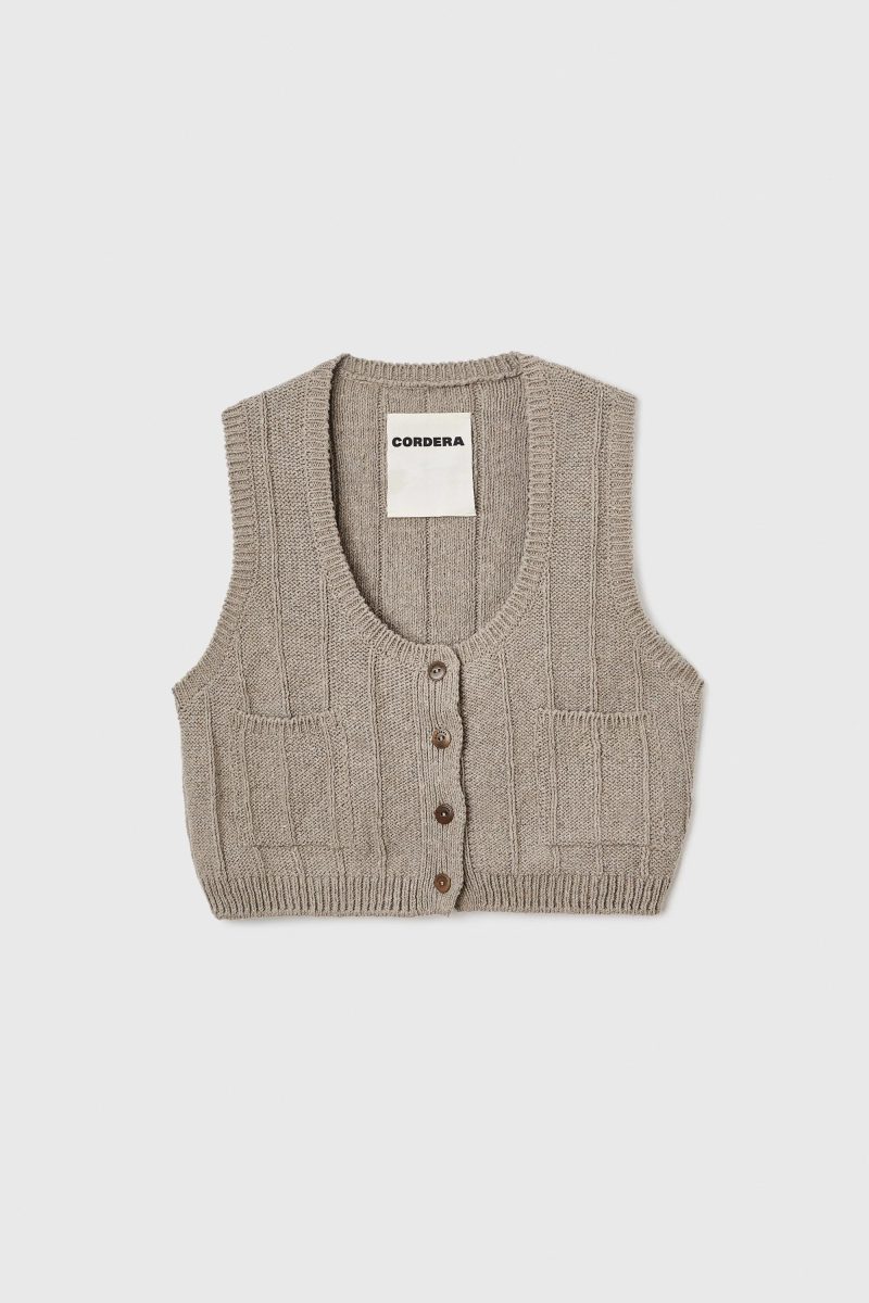 cordera heather cotton waistcoat in taupe tops blouses cordera 103276