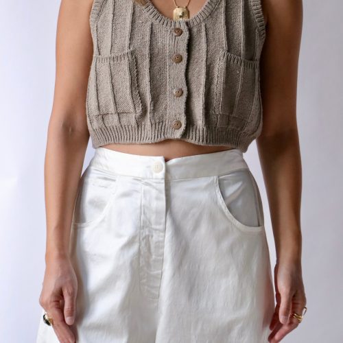 cordera heather cotton waistcoat in taupe tops blouses cordera 210252