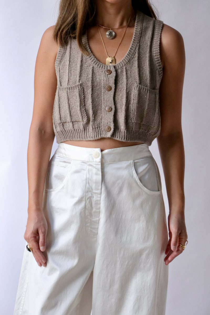 cordera heather cotton waistcoat in taupe tops blouses cordera 210252