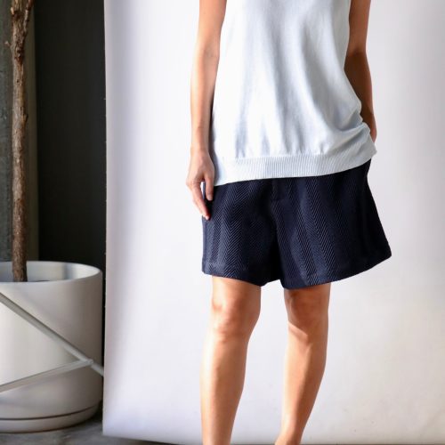 cordera herringbone shorts in navy bottoms cordera 110718