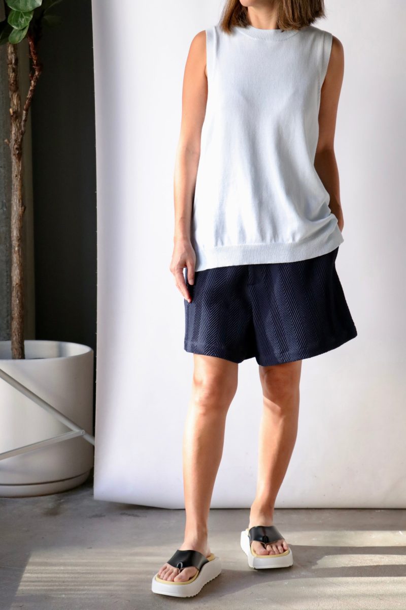 cordera herringbone shorts in navy bottoms cordera 110718