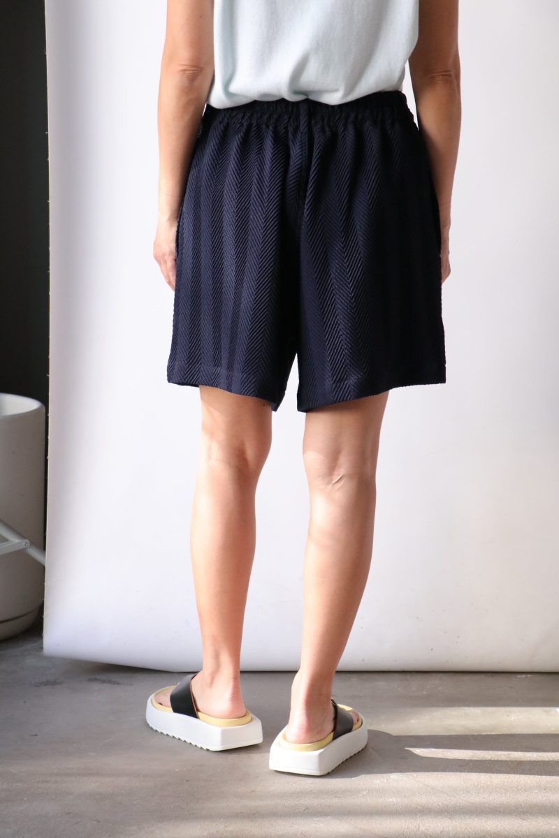 cordera herringbone shorts in navy bottoms cordera 300024