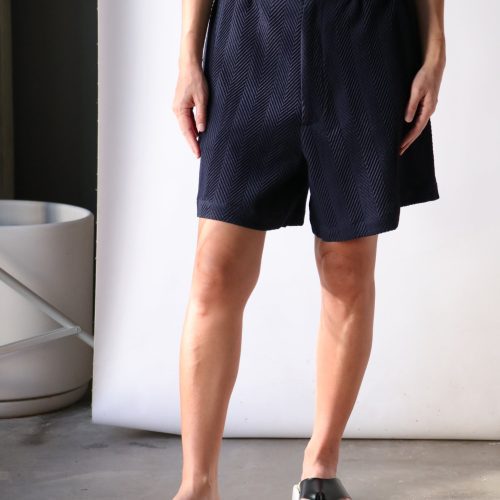 cordera herringbone shorts in navy bottoms cordera 949136