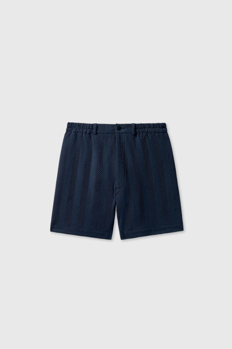 cordera herringbone shorts in navy bottoms cordera 995082