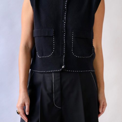 cordera merino wool stitched waistcoat in navy tops blouses cordera 515607