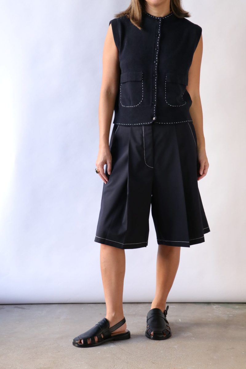 cordera merino wool stitched waistcoat in navy tops blouses cordera 862548