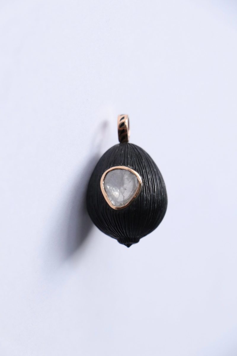 dezso natural coquito with polki diamond in ebony wood jewelry dezso 238035