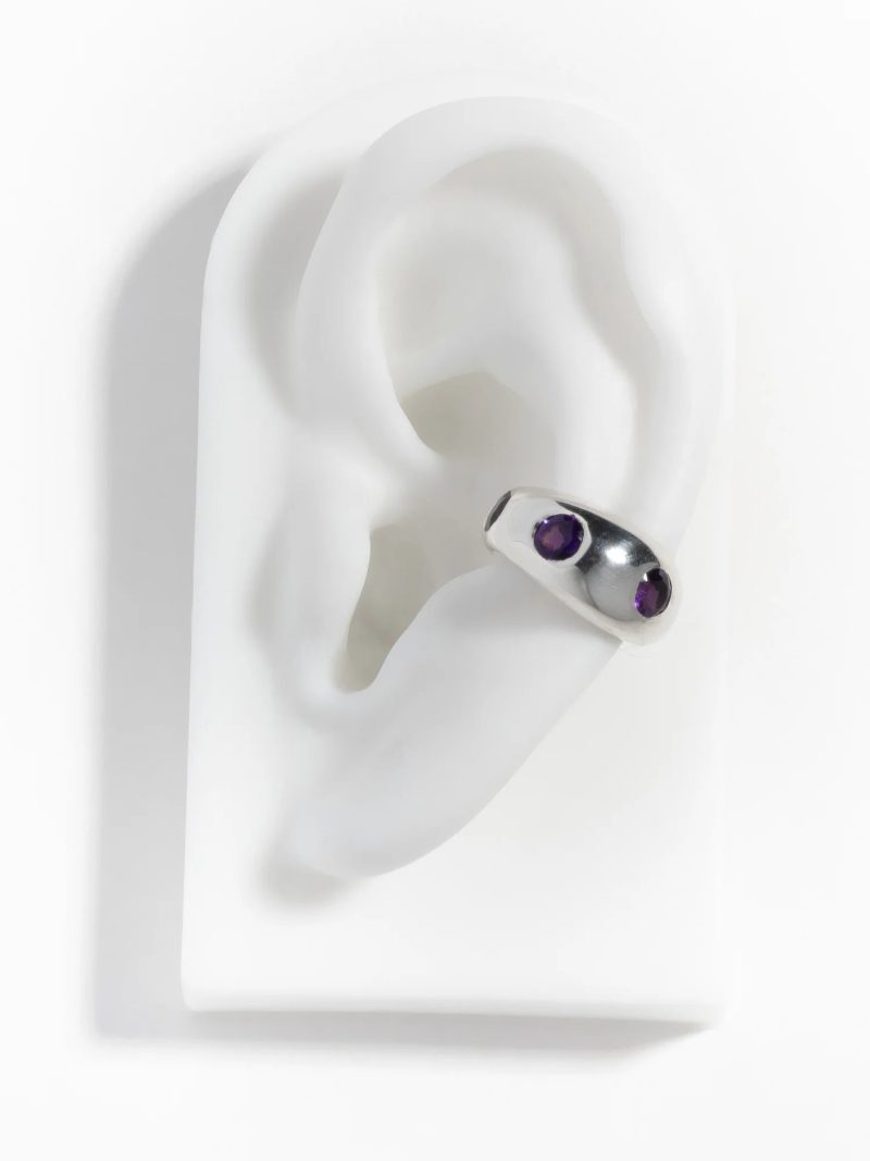 faris grosso gem ear cuff in silver purple amethyst jewelry faris 676095