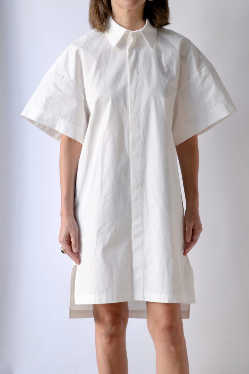 gauchere cotton poplin shirt dress in off white dresses gauchere 491622