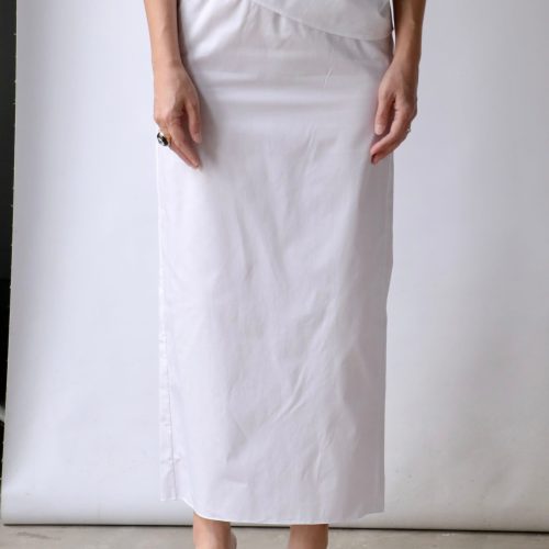 gauchere elastic waist skirt in white bottoms gauchere 133269