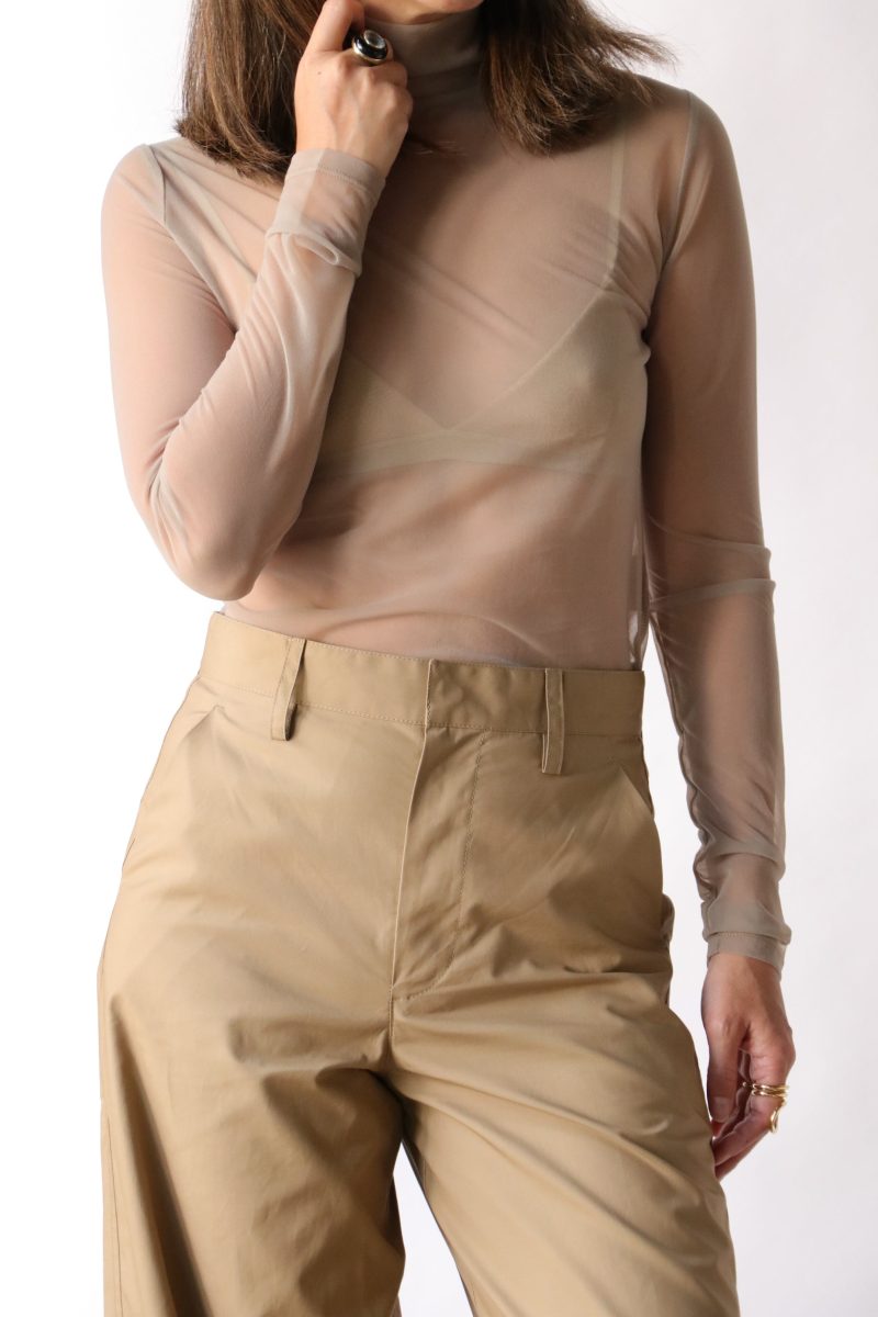 gauchere long sleeve jersey top in light beige tops blouses gauchere 782863