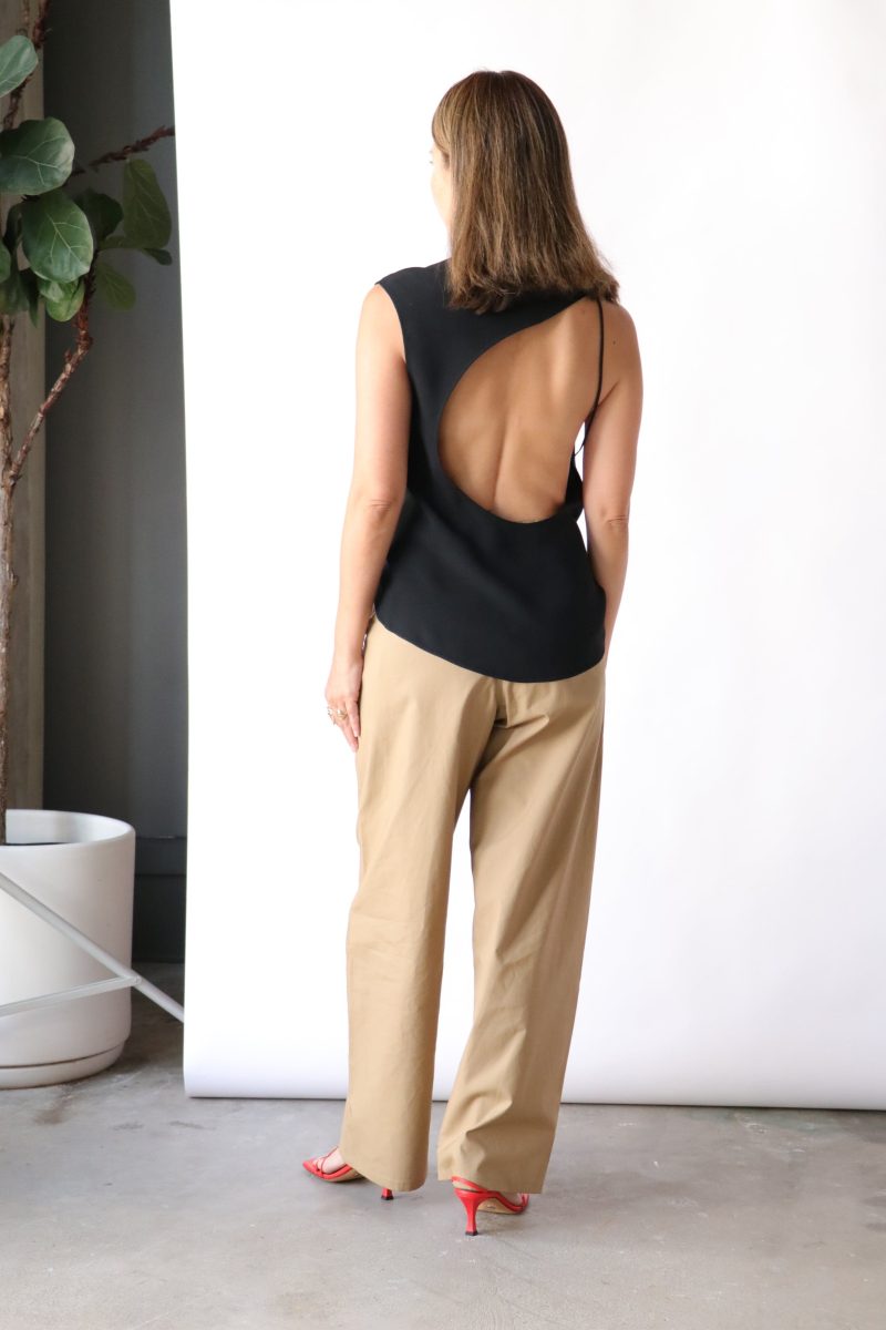 gauchere open back top in mat black tops blouses gauchere 185461