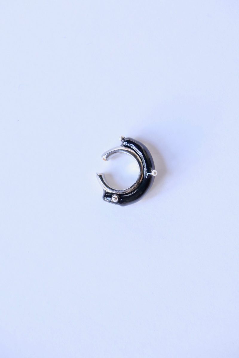 hannayoo works mini moon ear cuff in rhodium plated brass in black single jewelry hannayoo works 506662