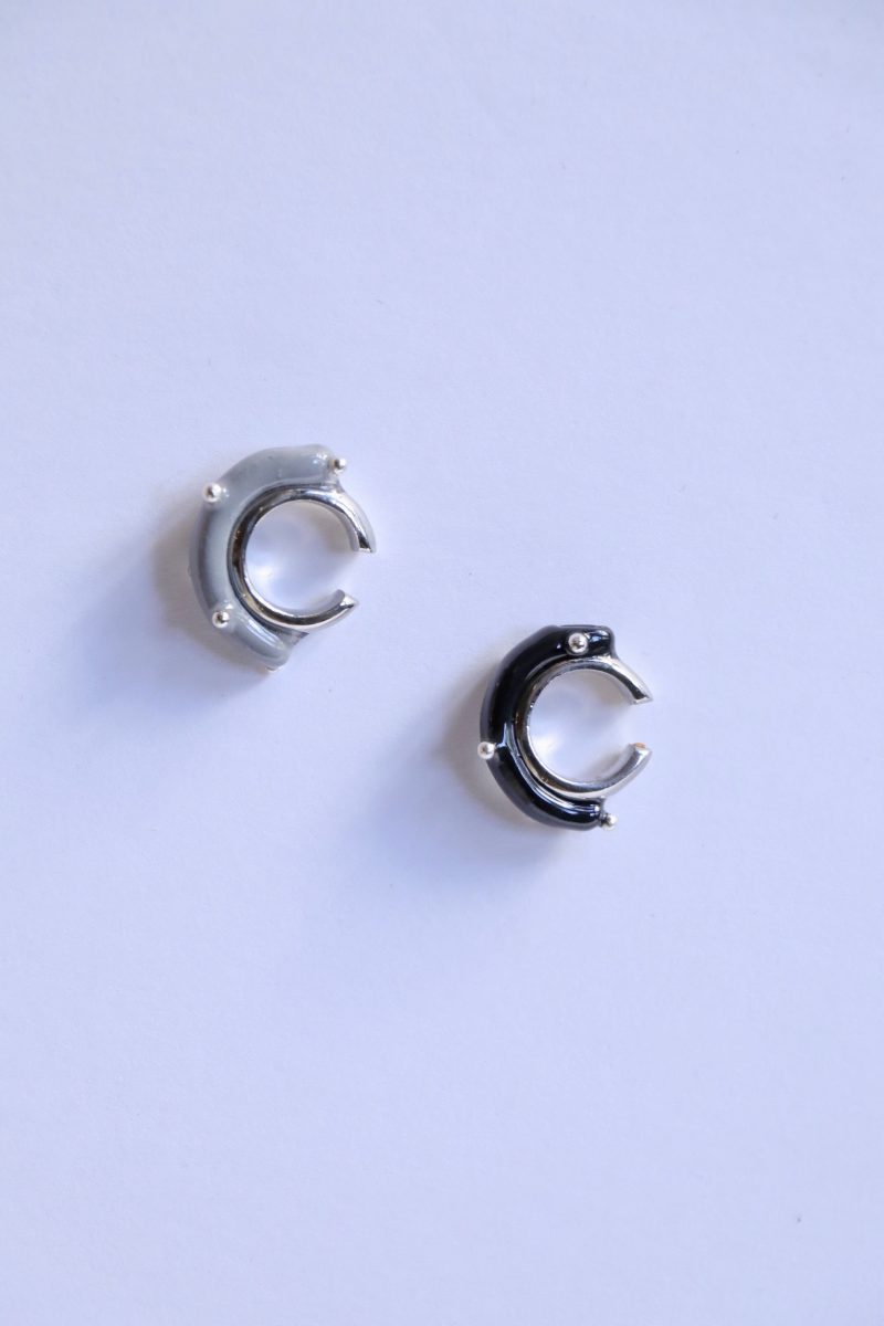 hannayoo works mini moon ear cuff in rhodium plated brass in black single jewelry hannayoo works 842783