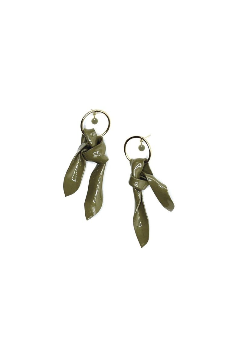 hannayoo works mini tie hoop earrings in khaki set jewelry hannayoo works 222907