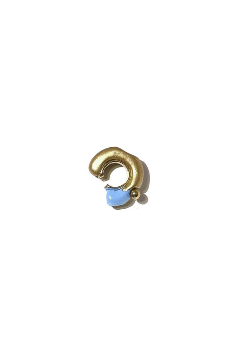 hannayoo works teardrop touche ear cuff in goldblue single jewelry hannayoo works 709638