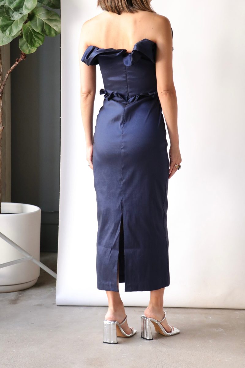 kika vargas helga dress in navy taffeta dresses kika vargas 325294