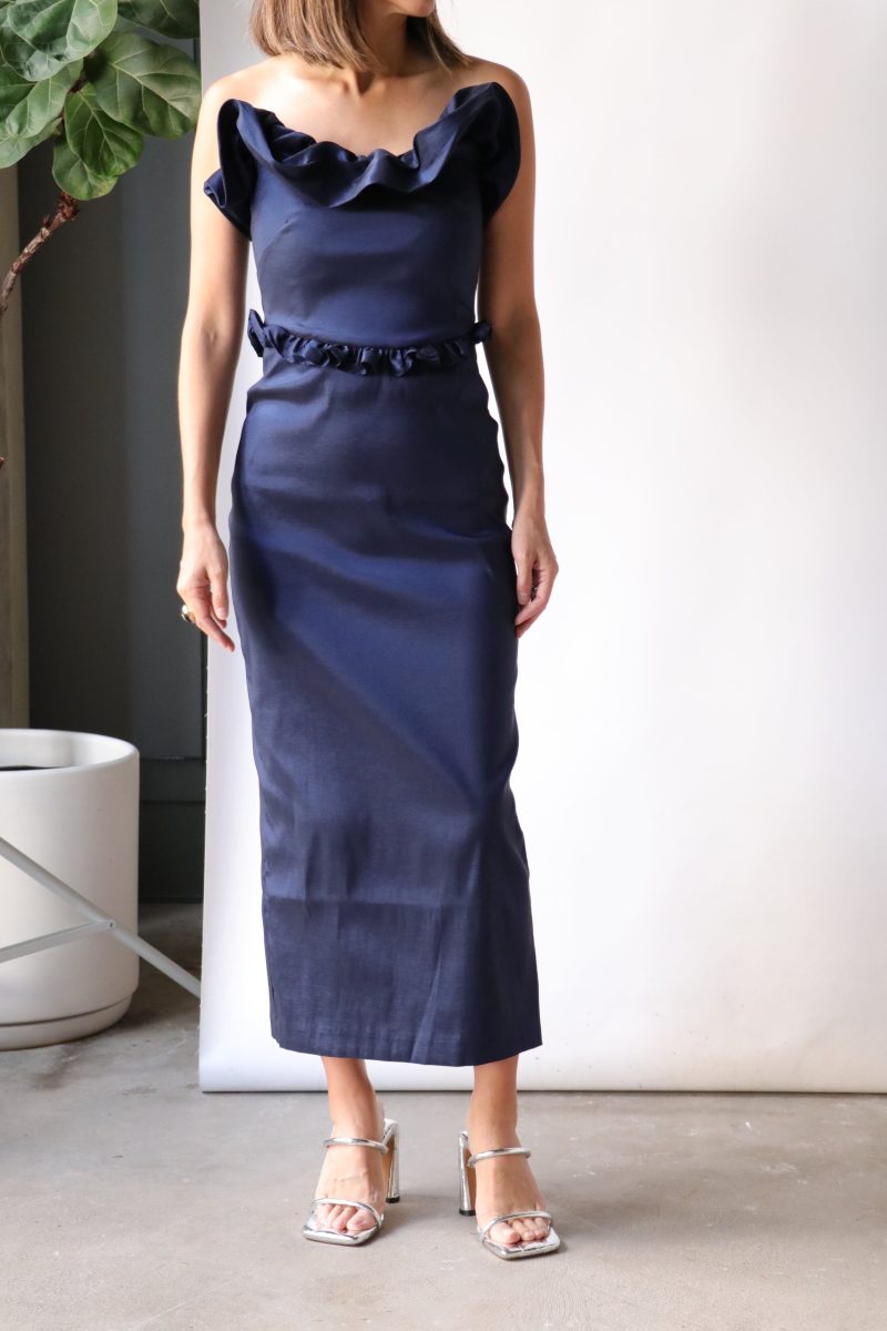 kika vargas helga dress in navy taffeta dresses kika vargas 946951