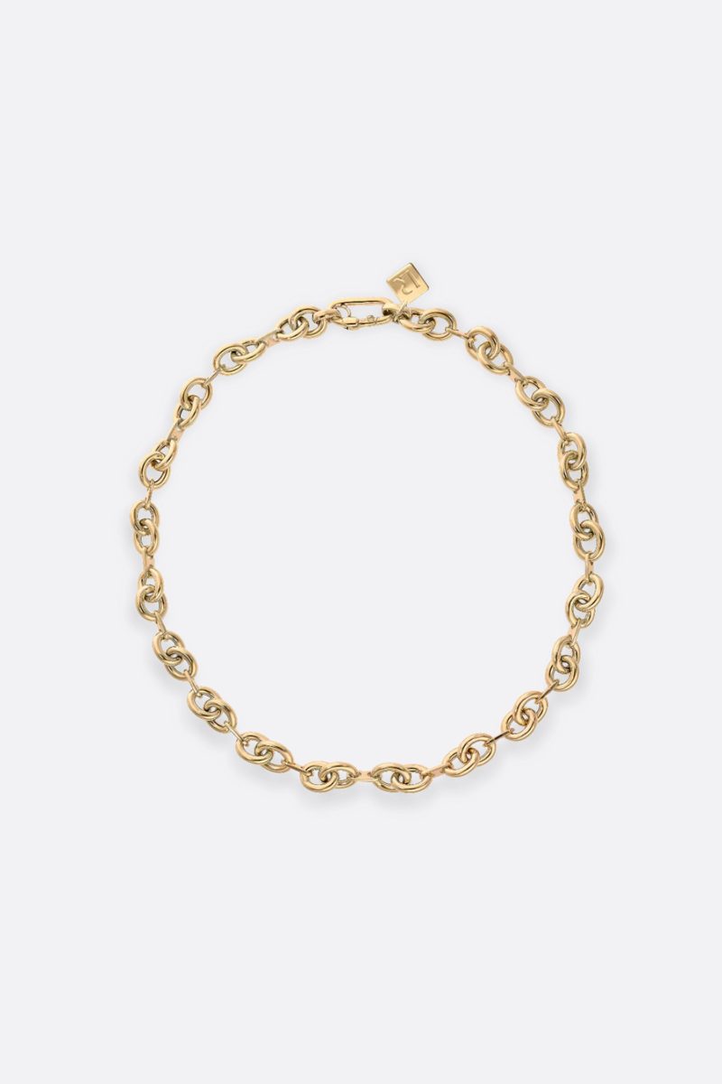 lauren rubinski ettore yellow gold necklace with extra small round criss cross links jewelry lauren rubinski 131066