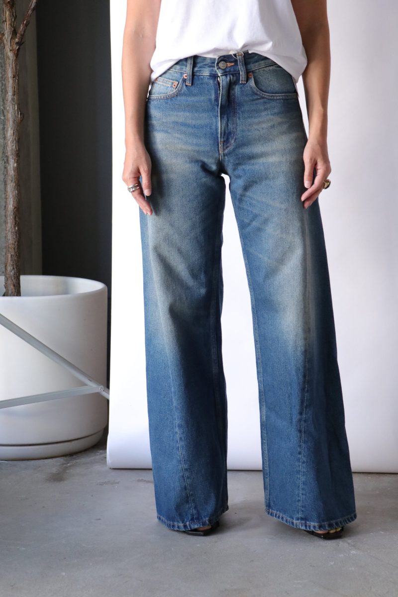 mm6 maison margiela 5 pocket denim trousers in blue bottoms mm6 maison margiela 449919