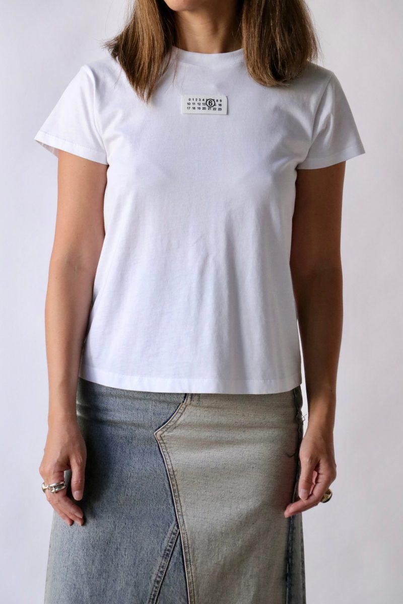 mm6 maison margiela cotton jersey t shirt in white t shirts tanks mm6 maison margiela 194162