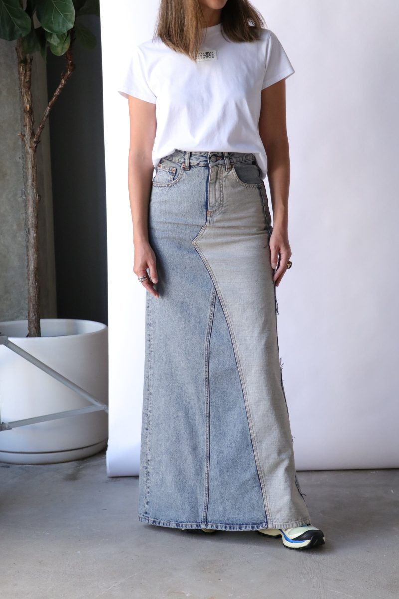 mm6 maison margiela long skirt in light blue bottoms mm6 maison margiela 358607