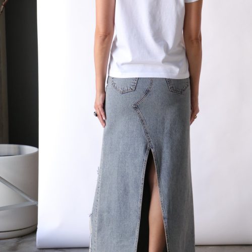 mm6 maison margiela long skirt in light blue bottoms mm6 maison margiela 500414