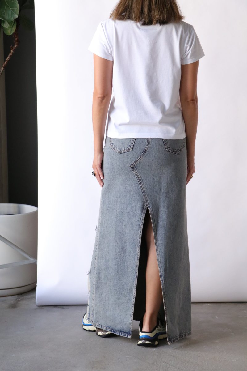 mm6 maison margiela long skirt in light blue bottoms mm6 maison margiela 500414