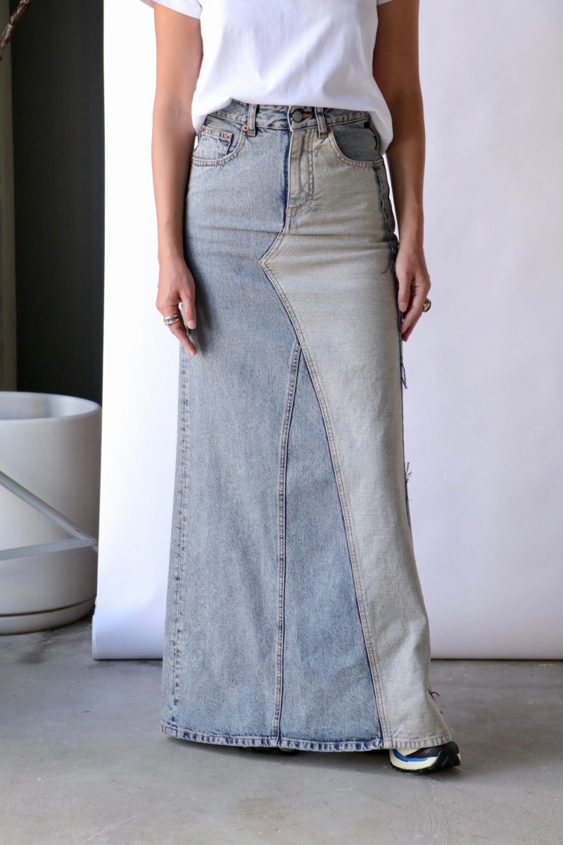 mm6 maison margiela long skirt in light blue bottoms mm6 maison margiela 698569