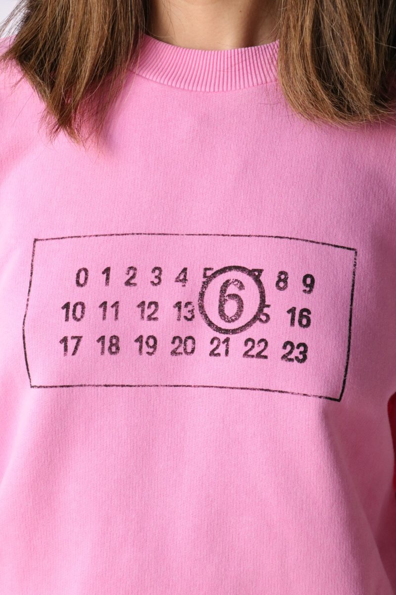 mm6 maison margiela print sweatshirt in pink sweatshirts mm6 maison margiela 238518