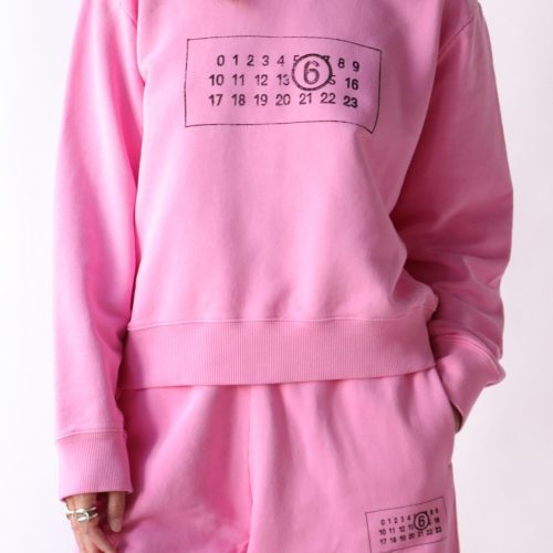 mm6 maison margiela print sweatshirt in pink sweatshirts mm6 maison margiela 970427