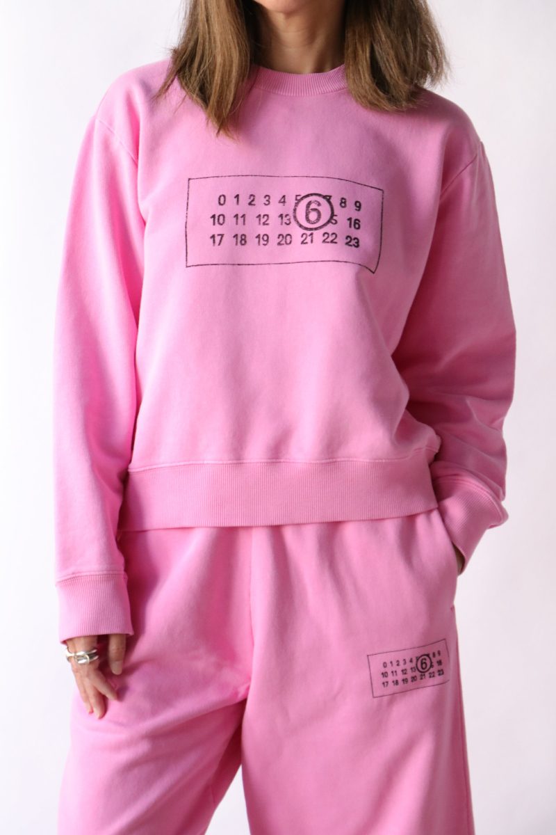 mm6 maison margiela print sweatshirt in pink sweatshirts mm6 maison margiela 970427