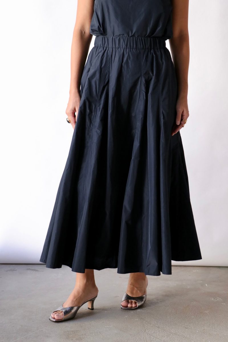 odeeh ultra light taffeta skirt in navy bottoms odeeh 246284