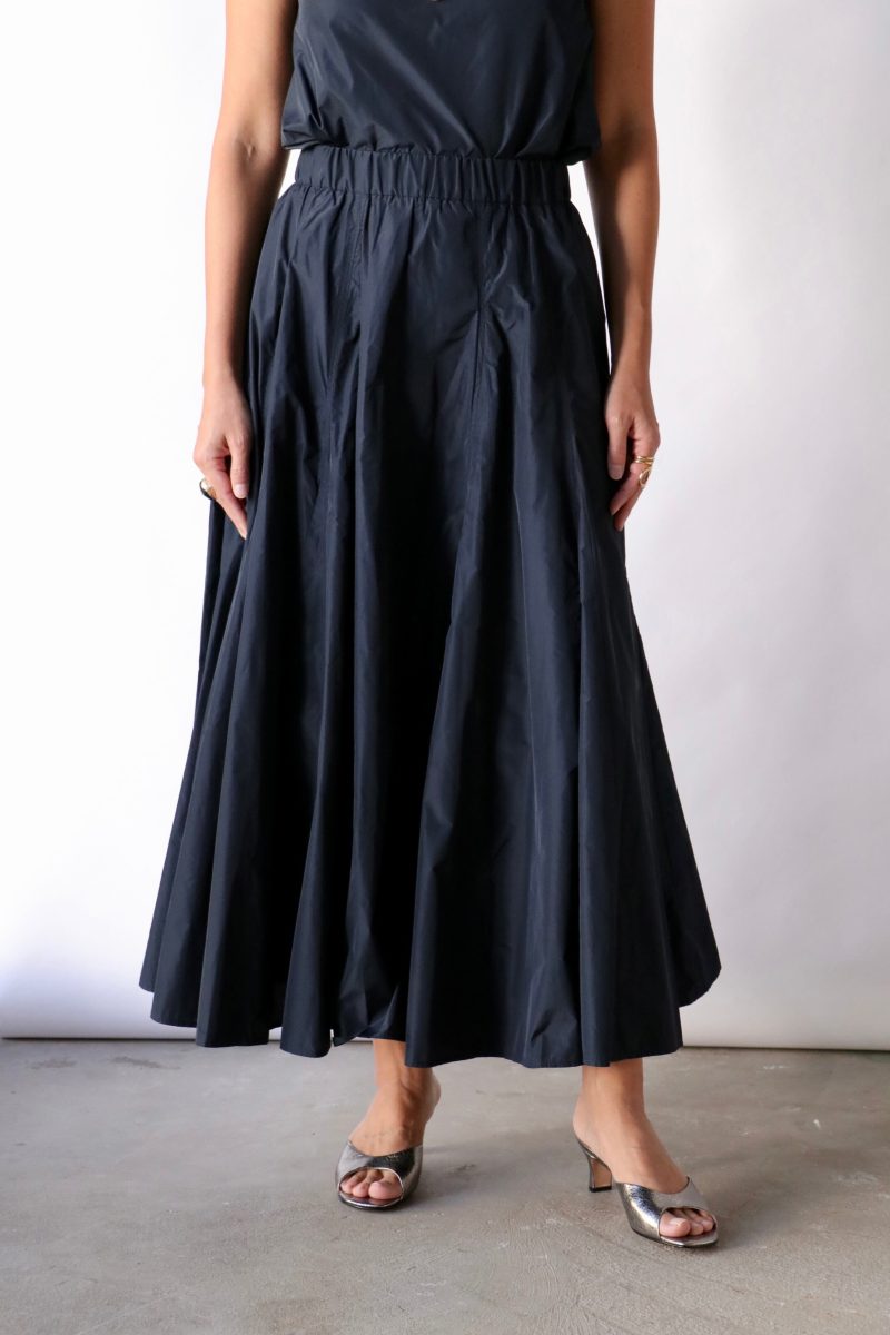 odeeh ultra light taffeta skirt in navy bottoms odeeh 375796