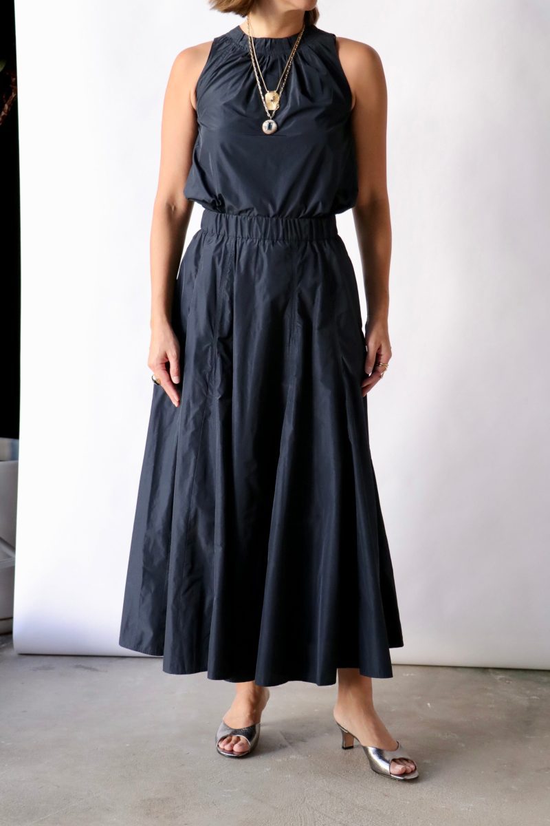 odeeh ultra light taffeta skirt in navy bottoms odeeh 617135